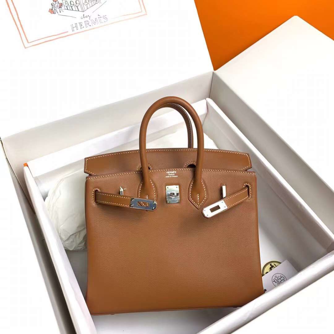 Hermes Birkin 25CM Swift Leather Handbag Brown 